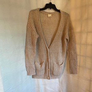 EUC Essentials Full Tilt Beige Button Front Cardigan Size Small